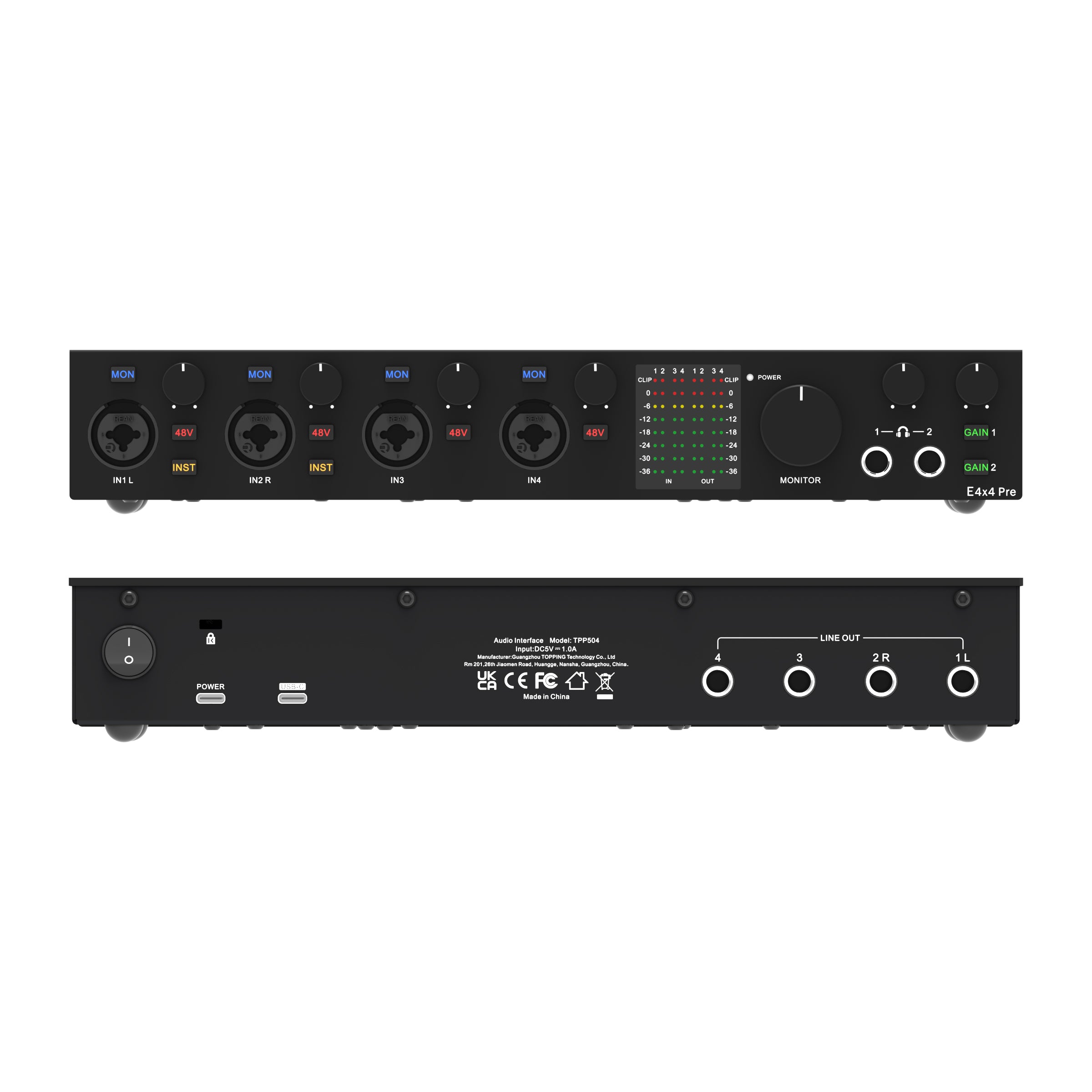 TOPPING E4X4 Pre Professional USB Audio Interface