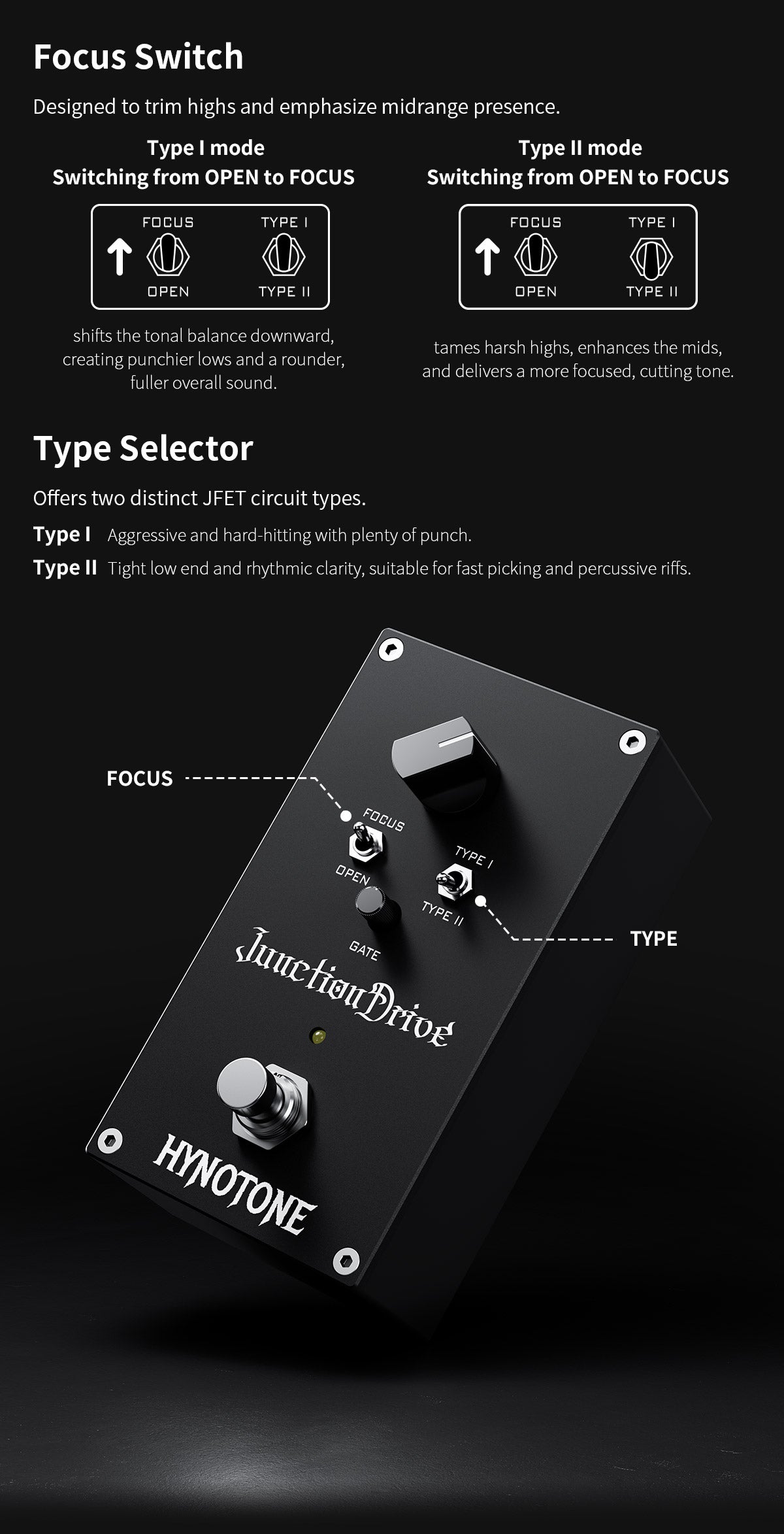 TOPPING HYNOTONE JunctionDrive Guitar JFET Boost Pedal